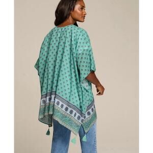 J.Jill Stamped-Medallion Ruana With Tassle Size S-L